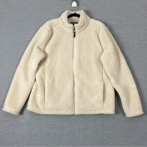 Cloudveil Mountainworks Sherpa Teddy Jacket XXL Cream Color Zip Up Pockets Soft